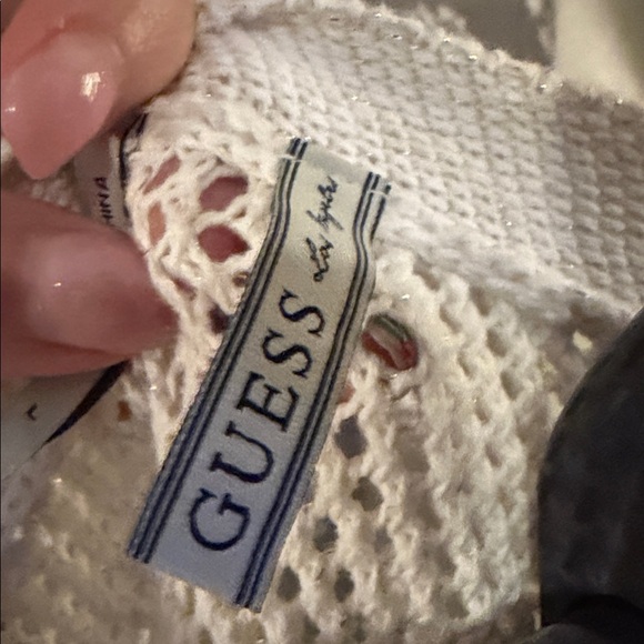 Guess Cream Knit Crew Neck Sweater with a Little Gold Sparkle - Picture 2 of 6